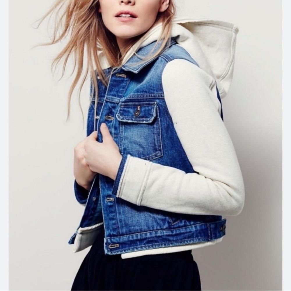 Free People Denim Knit Jacket size S